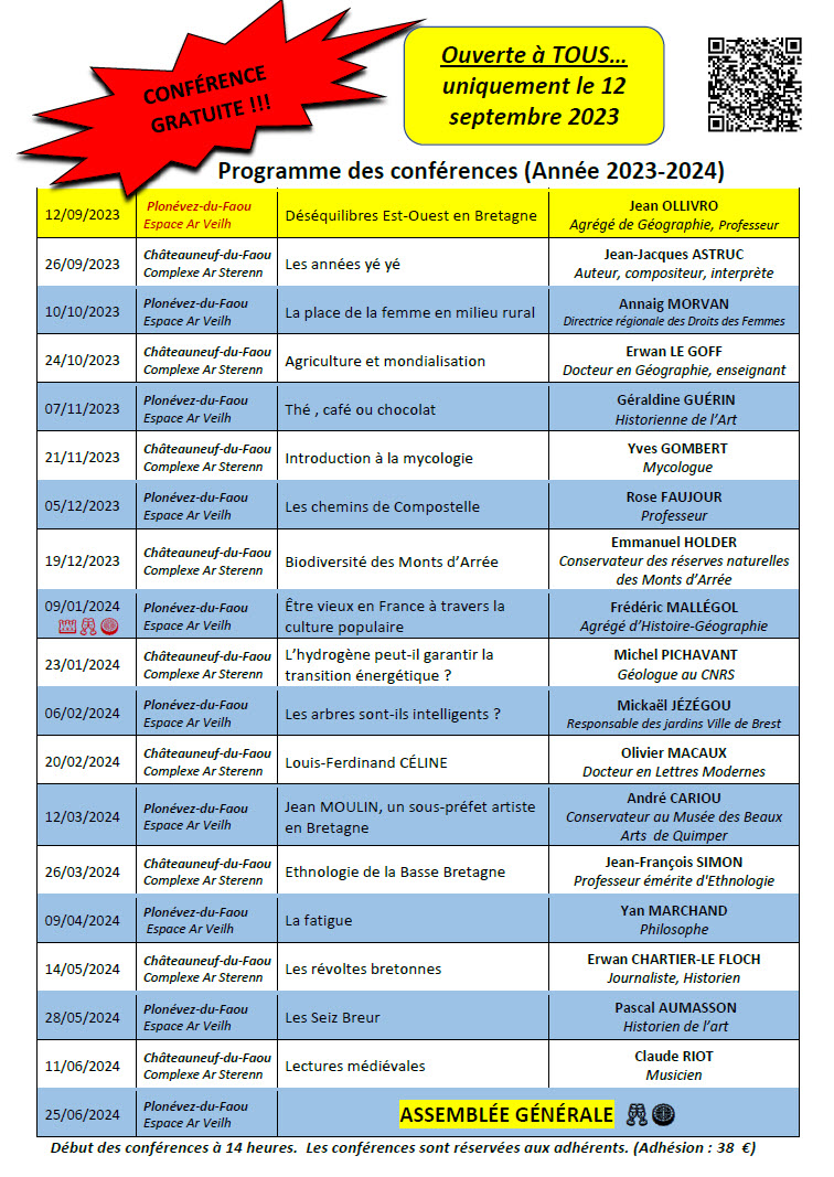 Pour plus d'informations sur les conférences à venir ou pour découvrir